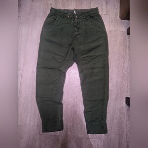 Free People Green Linen Pants Size 2